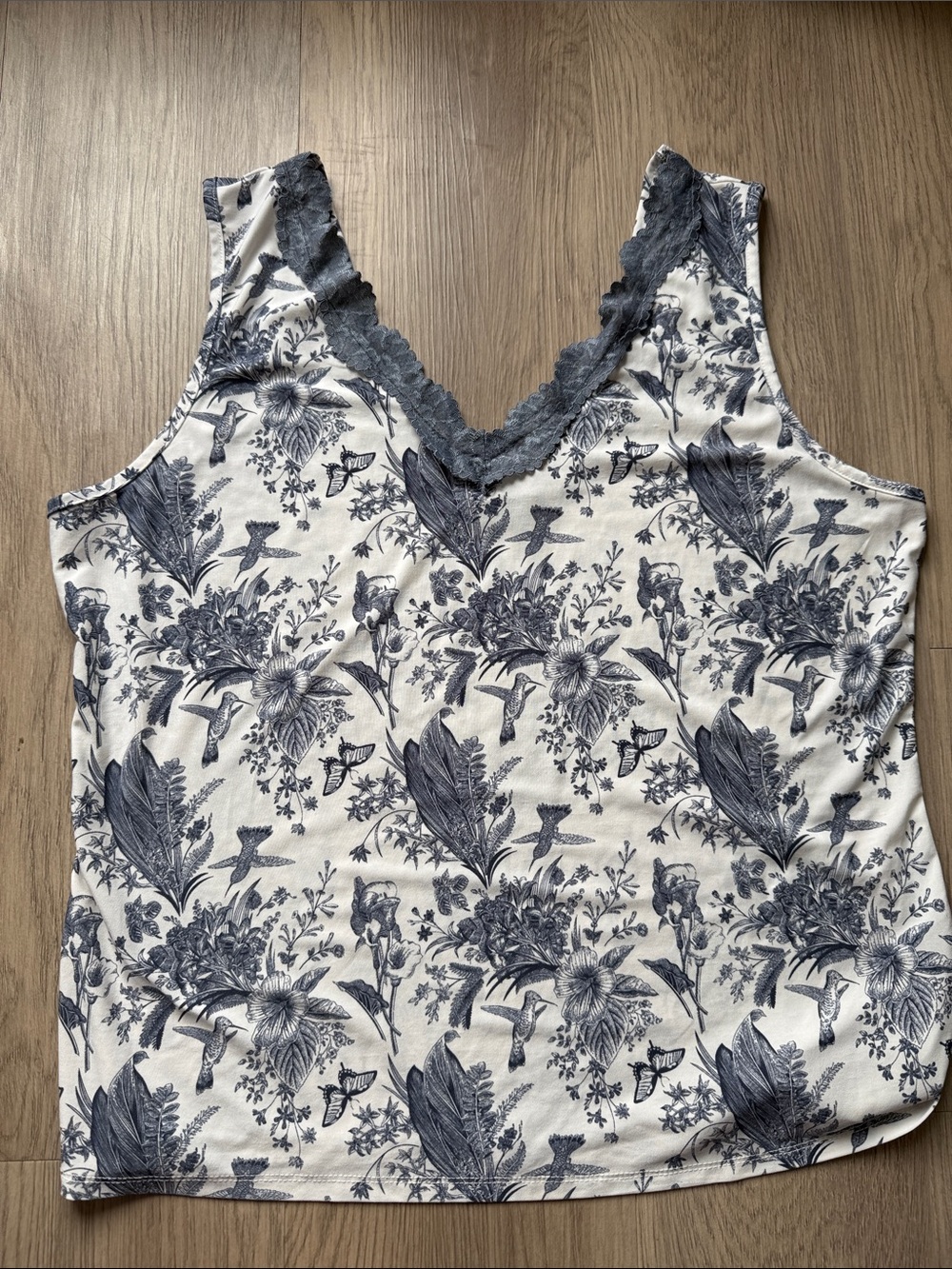 Floral Lace-Trim Tank Top